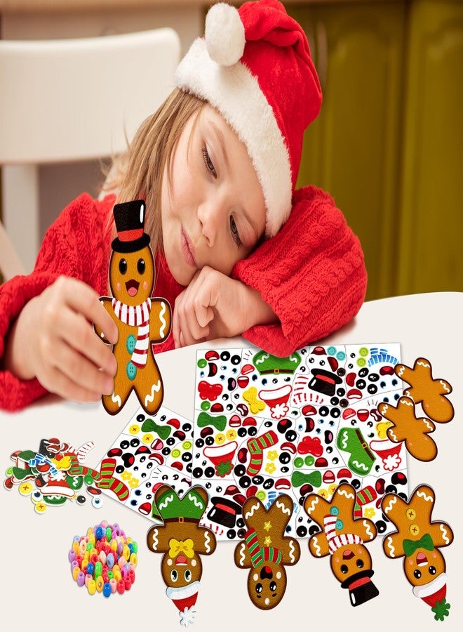 80UncleKimby 32 Sets Christmas Gingerbread Man Craft Kits for Kids - DIY Felt Necklace for Xmas Holiday Gifts Party Favor Classroom Activities - Image 2